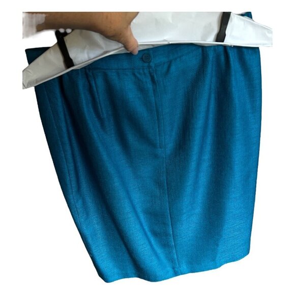 Sag Harbor Suit Womens 2 Piece Skirt Suit Peacock Deep Aqua Textured Size 14P - Picture 9 of 16